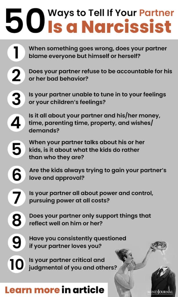 Ways Tell Partner Is Narcissist infographic