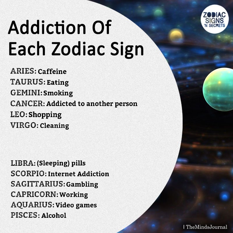 Addiction Of Each Zodiac Sign