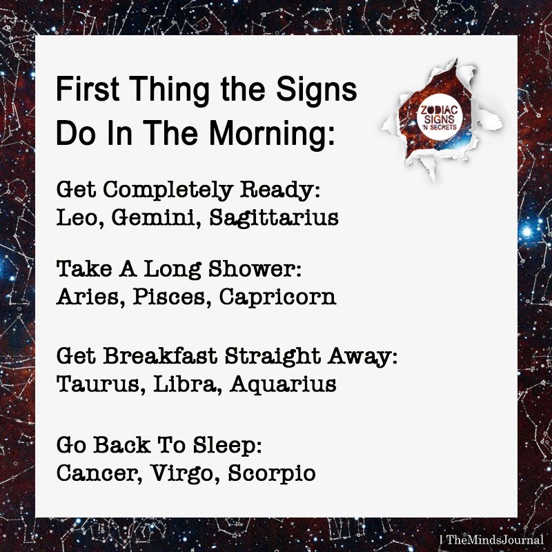 First Thing The Signs Do In The Morning