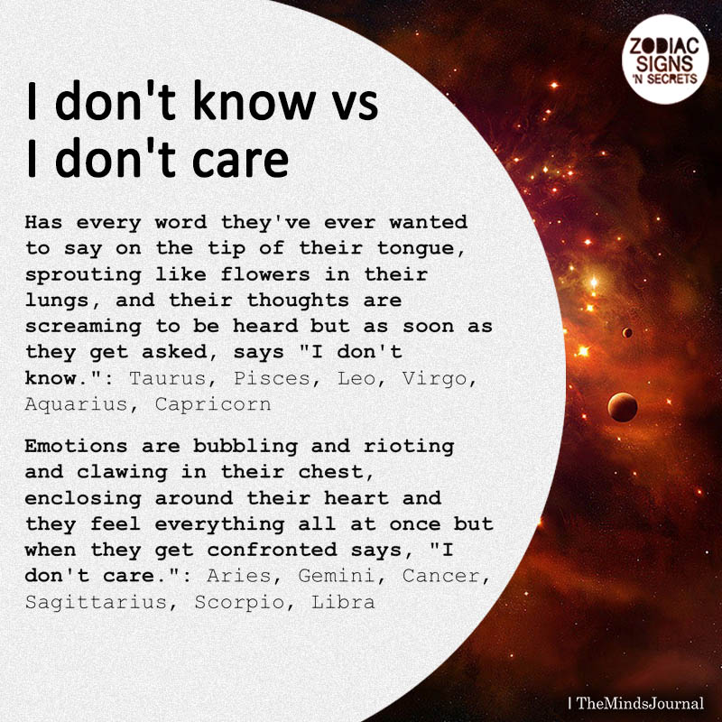 I Don't Know vs I Don't Care