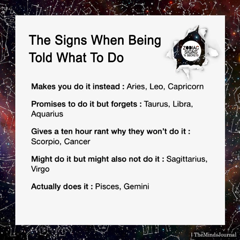 The Signs When Being Told What To Do
