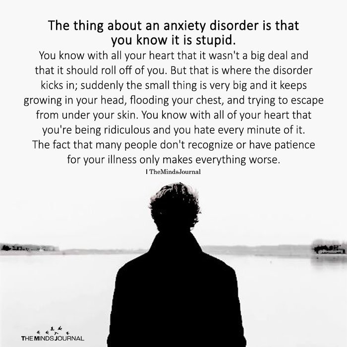 The Thing About An Anxiety Disorder Is That You Know It Is Stupid.