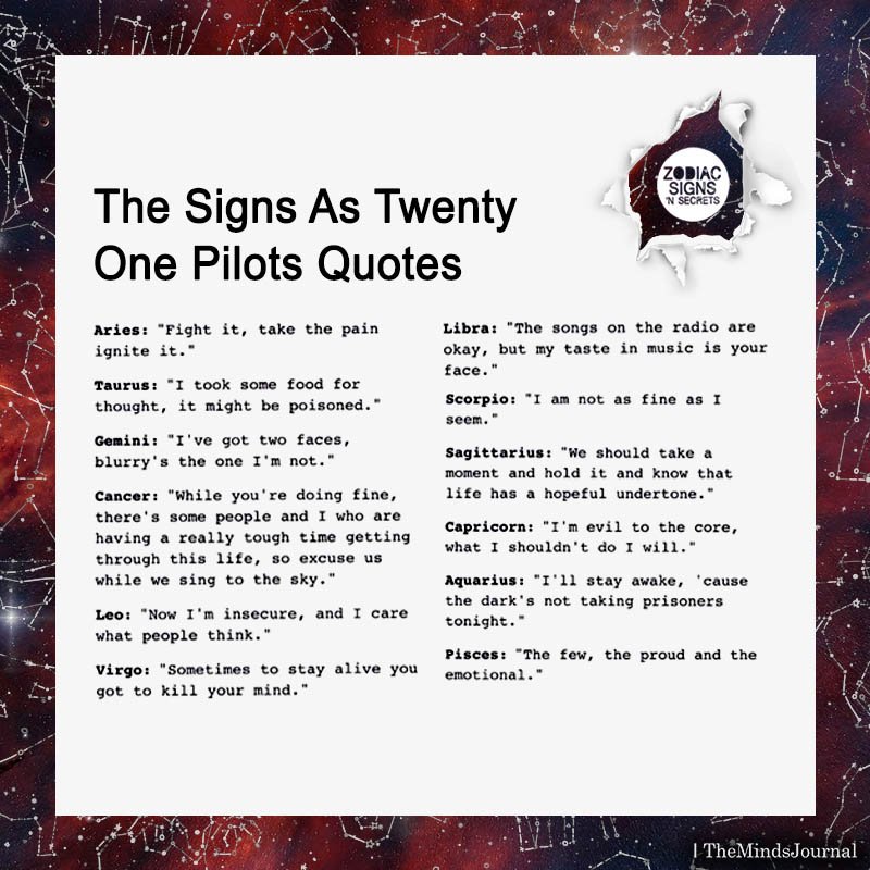 The Signs As Twenty One Pilots Quotes
