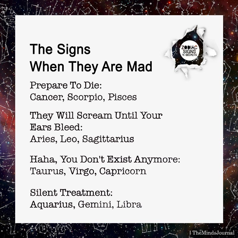 The Signs When They Are Mad