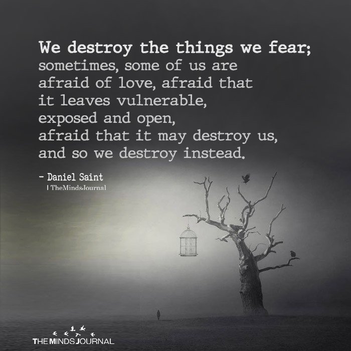 We destroy the things we fear;