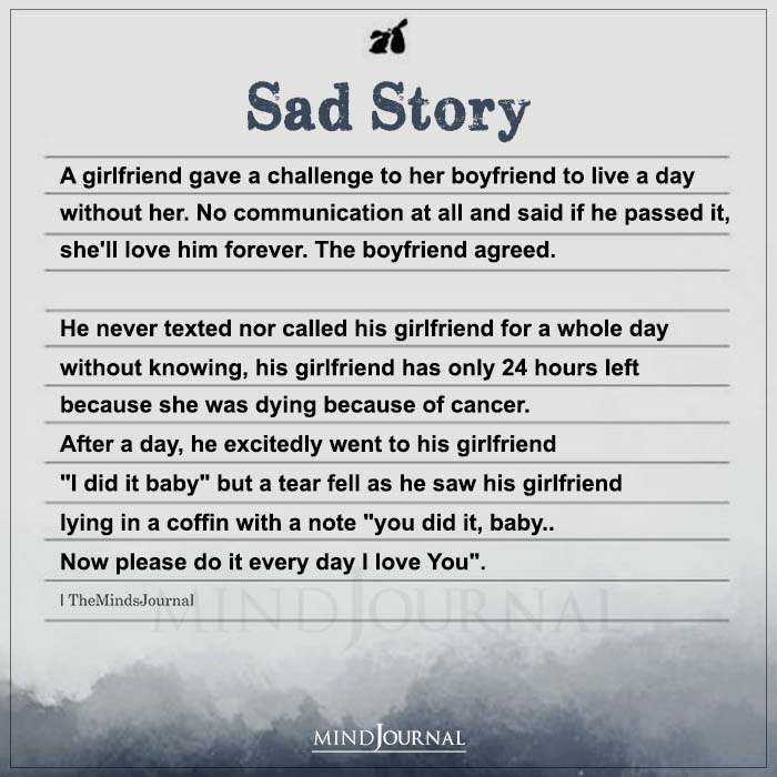 Sad Story A girlfriend Gave A Challenge To Her Boyfriend
