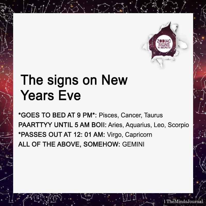 The signs on New Years Eve