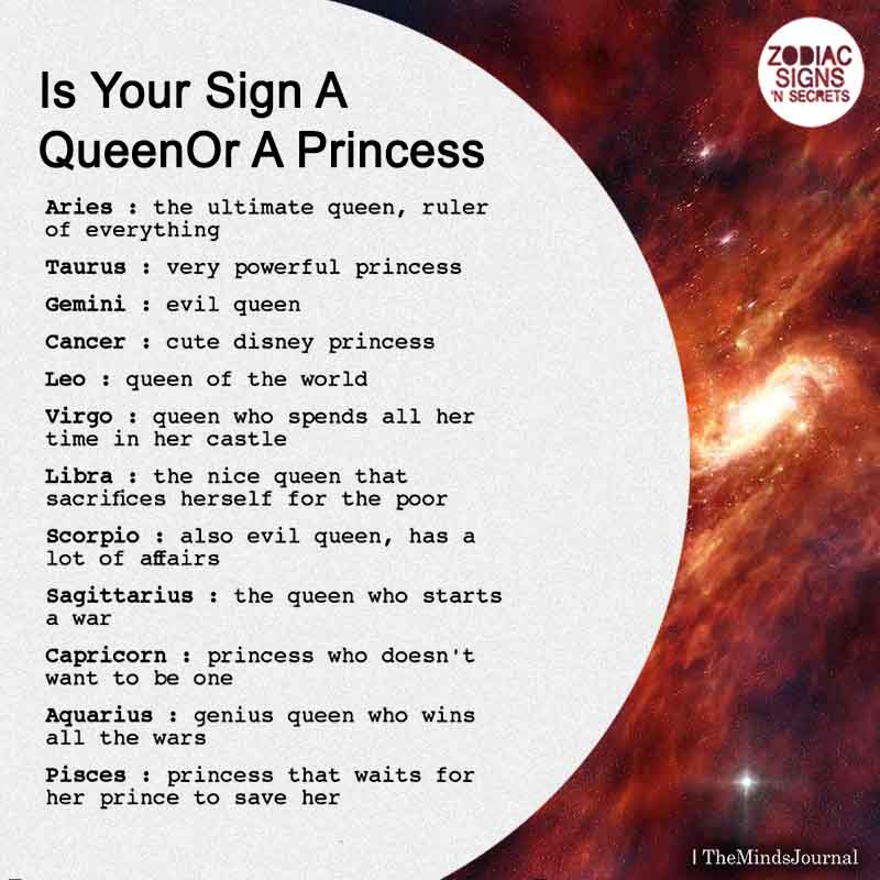 Is Your Sign A Queen or A Princess