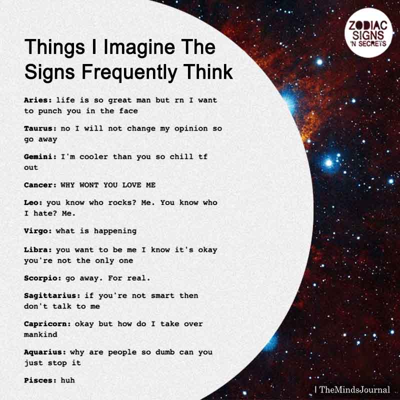 Things I Imagine The Signs Frequently Think