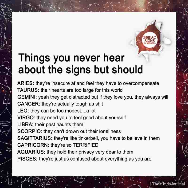 things you never hear about the signs but should