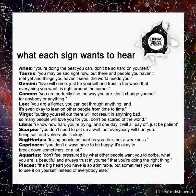What Each Sign Wants To Hear