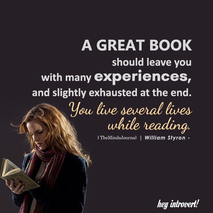 A great book should leave you with many experiences