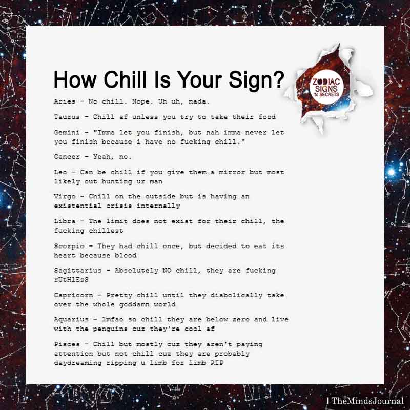 How Chill Is Your Signs