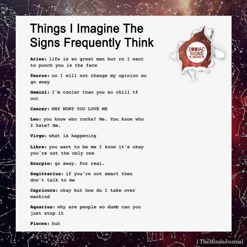 Things I Imagine The Signs Frequently Think