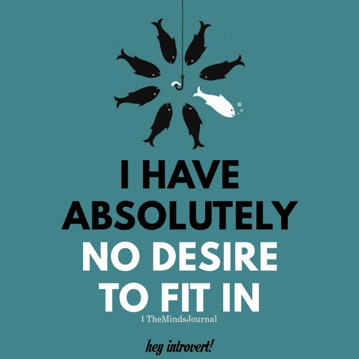 I have absolutely no desire to fit in