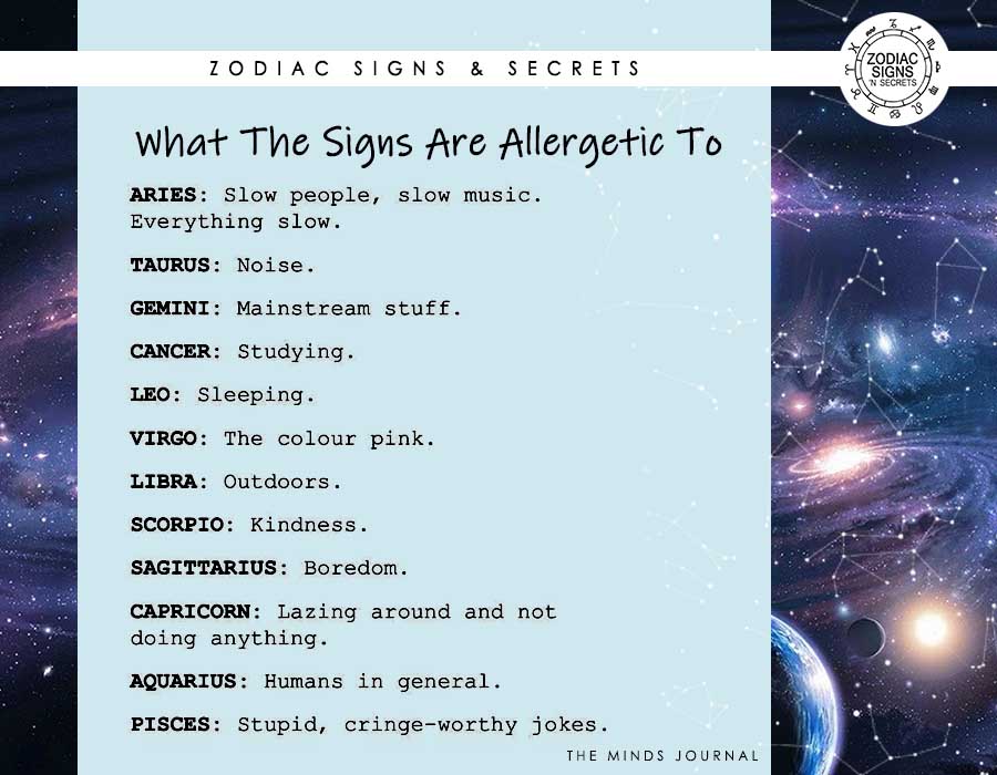 What The Signs Are Allergic To