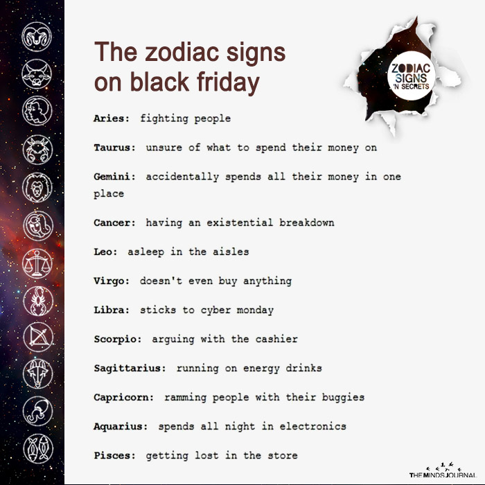 The Zodiac Signs On Black Friday