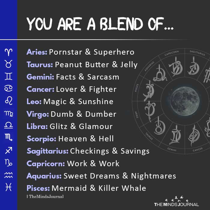 You Are A Blend Of...Aries - Pornstar & Superhero Taurus - Peanut Butter