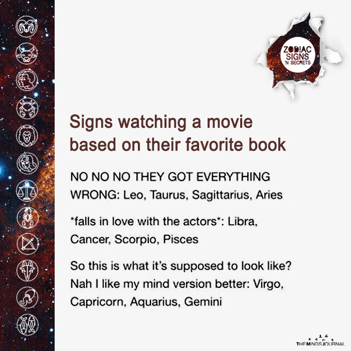 signs watching a movie based on their favourite book