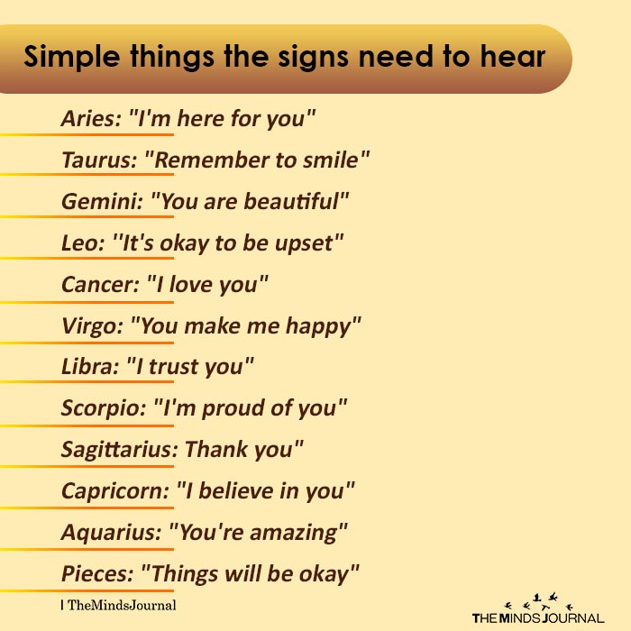simple things the signs need to hear