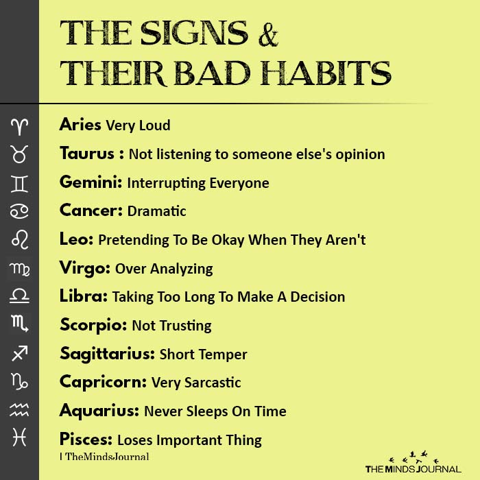 the signs and their bad habits
