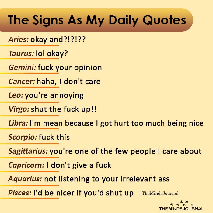 the signs as my daily quotes