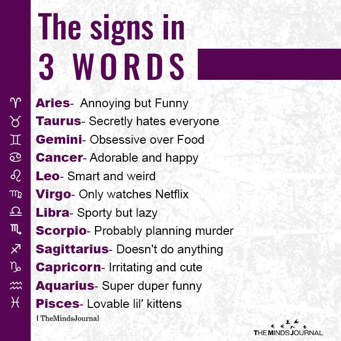 the signs in 3 words