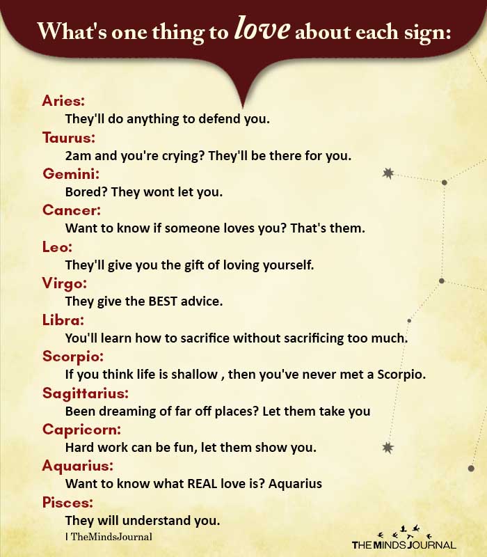 What’s One Thing To Love About Each Sign
