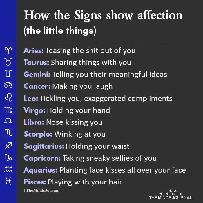 How The Signs Show Affection (the Little Things) Aries: Teasing The ...