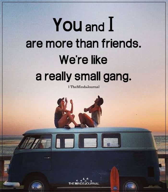 You And I Are More Than Friends. We're Like A Really Small Gang.