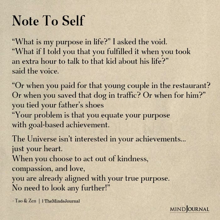 Note To Self – What Is My Purpose In Life?