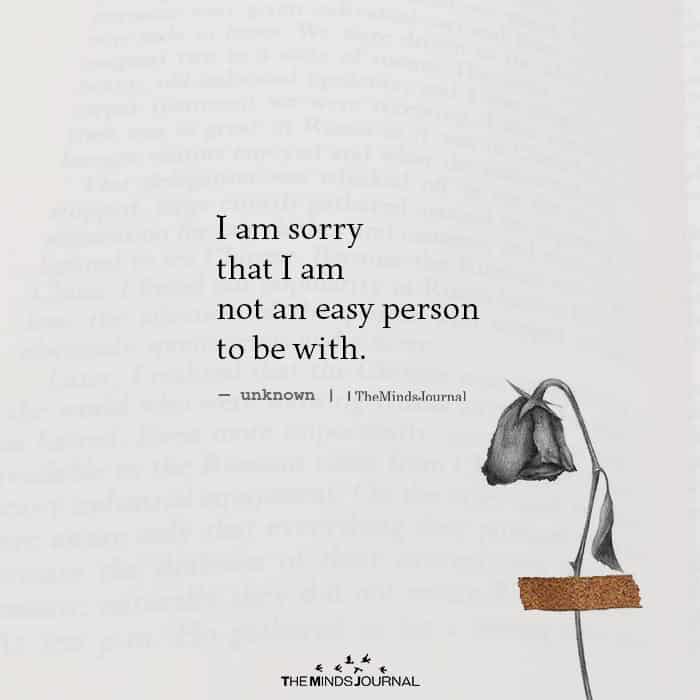 I Am Sorry That I Am Not An Easy Person