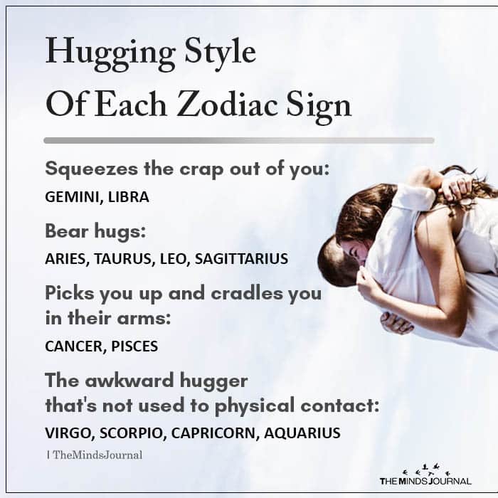 Hugging Style Of Each Zodiac Sign