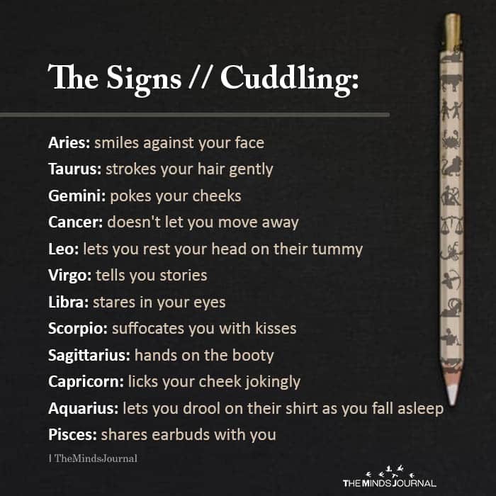 the signs cuddling