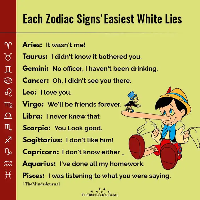 Each Zodiac Signs' Easiest White Lies