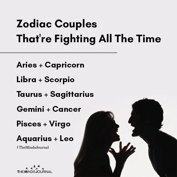 Zodiac Couples That're Fighting All The Time