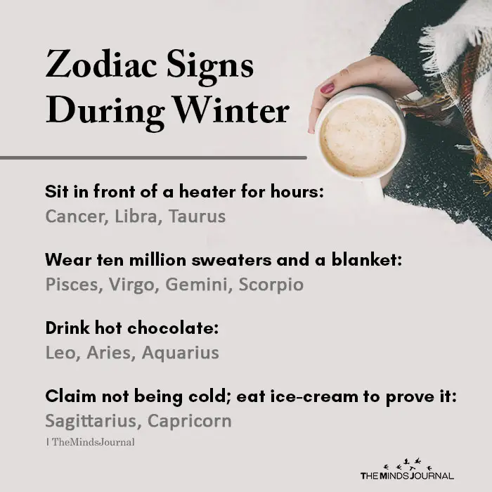Zodiac signs during winter