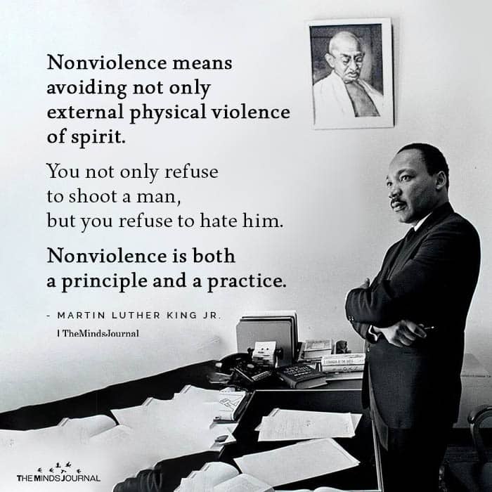 War and peace quotes by notable figures emphasized on the power of non-violence.