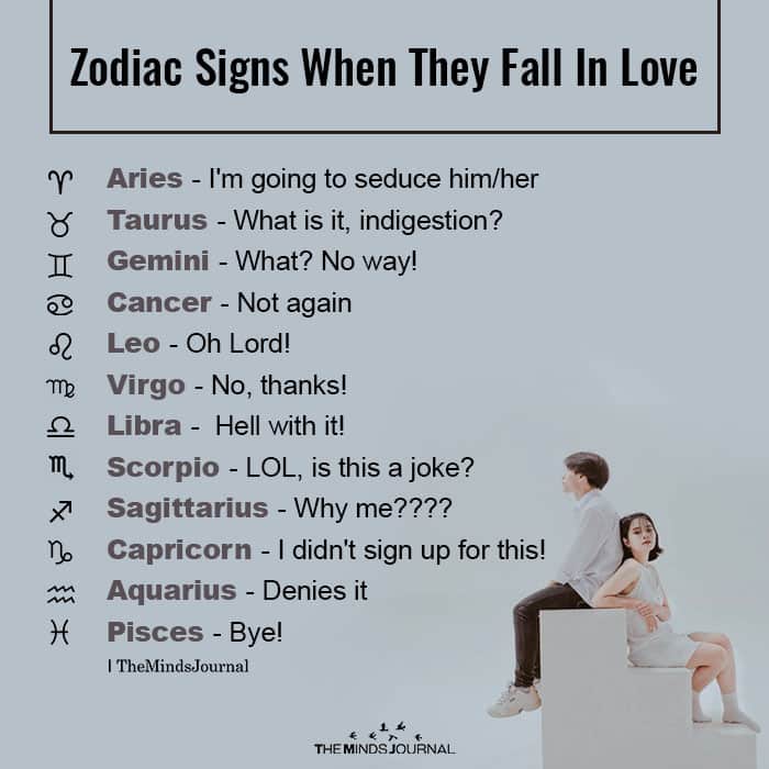 Zodiac Signs When They Fall In Love