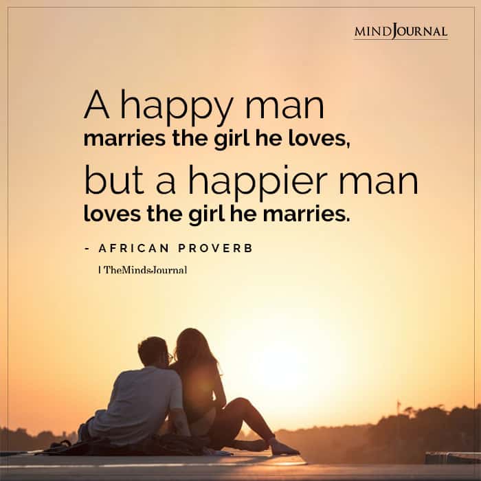 A happy man marries the girl he loves