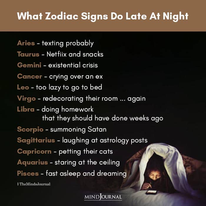 What Zodiac Signs Do Late At Night