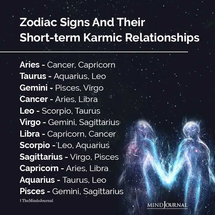 Zodiac Signs And Their Short-term Karmic Relationships
