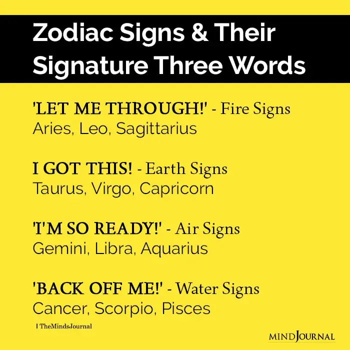 Zodiac Signs And Their Signature Three Words