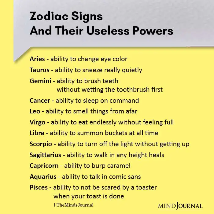 Zodiac Signs And Their Useless Powers