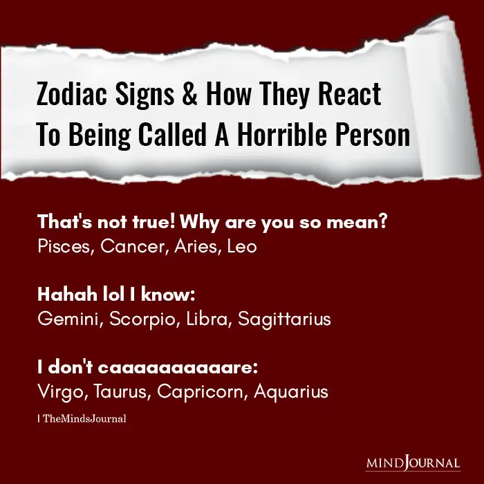 Zodiac Signs React Being Called Horrible Person