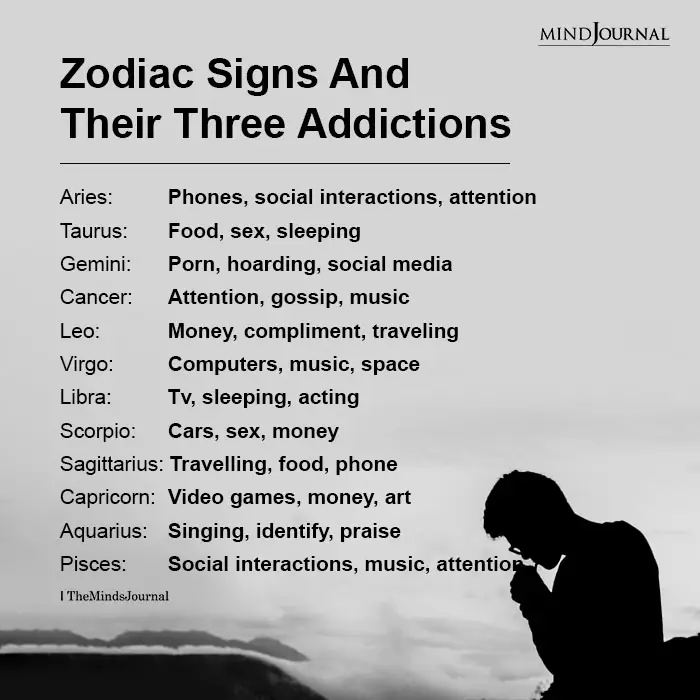 Zodiac Signs And Their Three Addictions