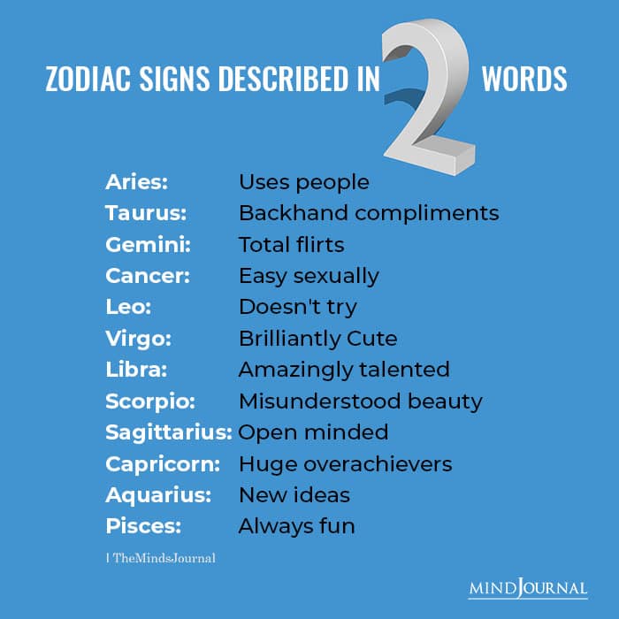 Zodiac Signs Described In Two Words