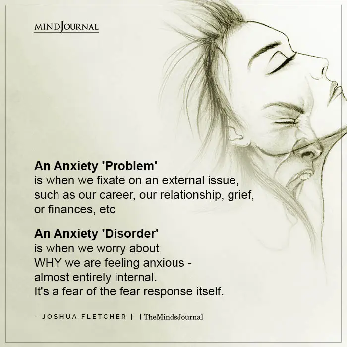 An Anxiety problem is when we fixate on an external issue