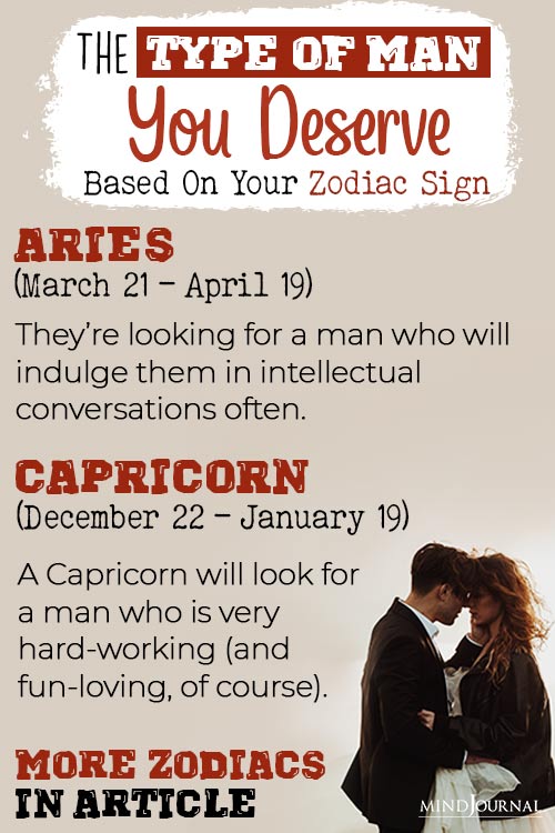 The Type Of Man You Deserve zodiac sign detail