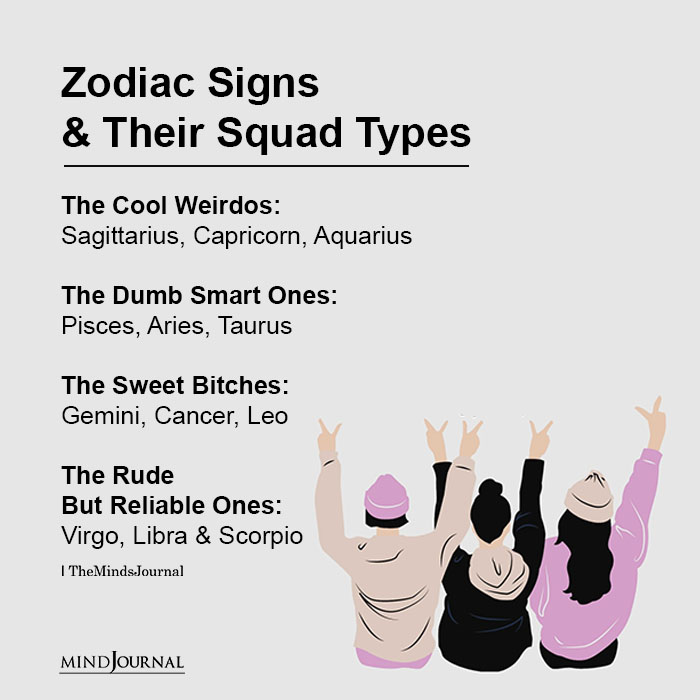 Zodiac Signs And Their Squad Types